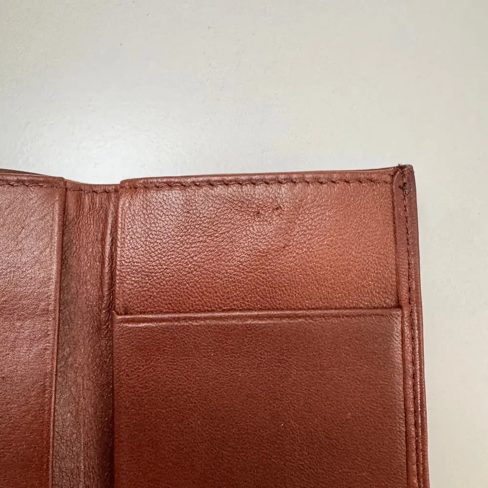 VINTAGE L'Aiglon Paris New York Antelope Leather Trifold Wallet Cognac Brown